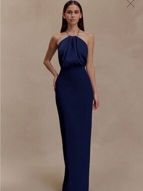Meshki Navy Halter Gown - Women Dresses